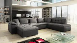 Large modern sofa in the living room photo