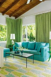 Living Room Interior Blue Green Photo