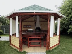 Layout of a summer kitchen in the country with photos