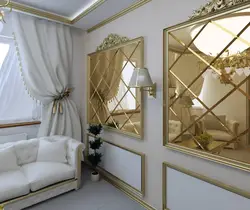 Mirror panel in the living room interior