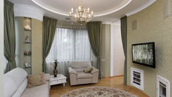 Corner living room with two windows photo