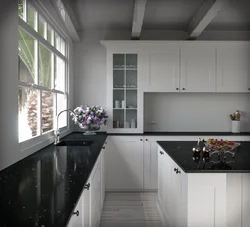 White kitchen countertop photo in the interior