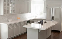 White kitchen countertop photo in the interior