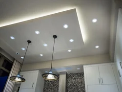 Spotlights for suspended ceilings in the kitchen interior