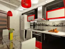 Red And White Kitchen Interior Photo