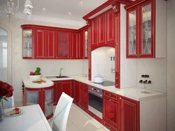 Red And White Kitchen Interior Photo