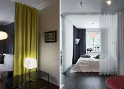 Зонирование комнаты шторами фото идеи спальни и гостиной