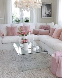 Гостиная Дизайн Розовая