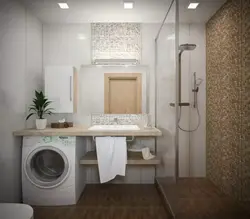 Bathroom Design Photo With Shower, Washing Machine, Toilet