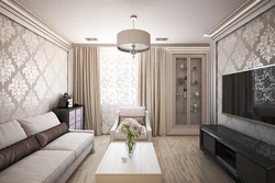 Interior of the living room in the apartment modern ideas in light colors photo