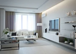Interior of the living room in the apartment modern ideas in light colors photo