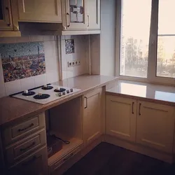 Kitchen by the window in a Khrushchev apartment photo