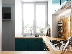 Kitchen by the window in a Khrushchev apartment photo