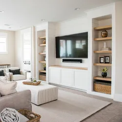 Living room interior with TV and cabinets