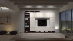 Living room interior with TV and cabinets