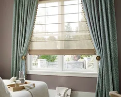 Curtains Up To The Window Sill In The Living Room In A Modern Interior