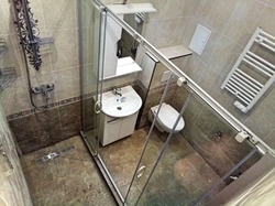 Bathroom with shower made of tiles in Khrushchev design photo