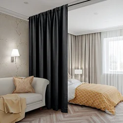 Zoning the bedroom with curtains photo ideas