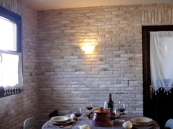 Brick-like tiles in the kitchen interior