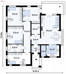 Layout of a house with 4 bedrooms photo