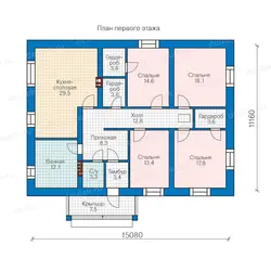 Layout of a house with 4 bedrooms photo