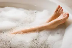 Photo of a bubble bath at home