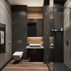 Серо коричневый дизайн ванной