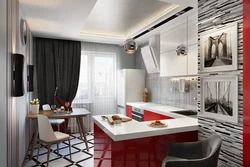 Kitchen interior with balcony 13 sq.