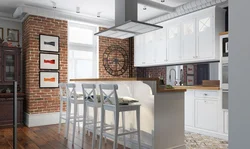 White kitchen in loft interior