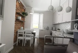 White kitchen in loft interior