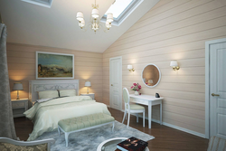 Painting a bedroom in a wooden house photo