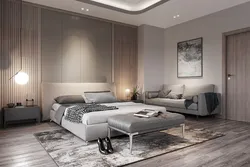 Gray laminate in the bedroom interior