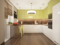 Kitchen white and wood combination in the interior