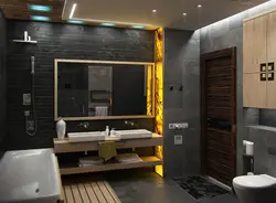 Дызайн інтэр'еру ванны і прыбіральні ў сучасным стылі