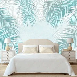 Palm leaves in the bedroom interior