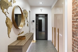 Hallway design in a house with a door