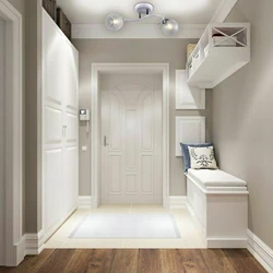 Hallway design in a house with a door