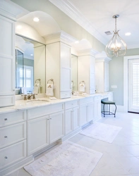 Photo of bathroom ceiling with chandelier