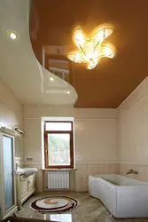 Photo of bathroom ceiling with chandelier