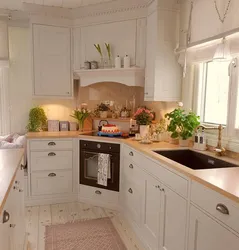 Kitchen design with corner stove