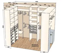Dressing room layout with dimensions 2x2 photo