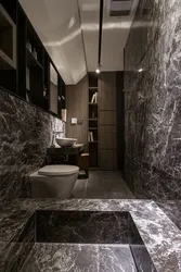 Bathroom With Black Marble And White Interior Design