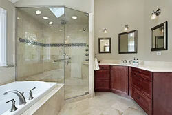 Bathroom bathtub with glass photo