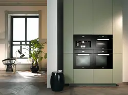 Black ovens in the kitchen interior