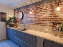 Wallpaper Red Brick In The Kitchen Photo