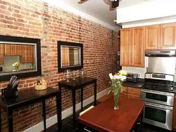 Wallpaper red brick in the kitchen photo