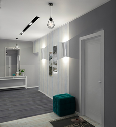 Hallway Design In Gray And White Tones