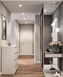 Hallway design in gray and white tones