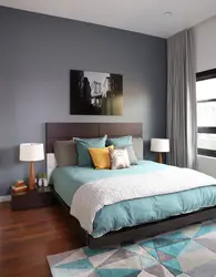 Colors combined with gray in the bedroom interior