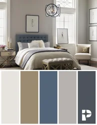 Colors combined with gray in the bedroom interior